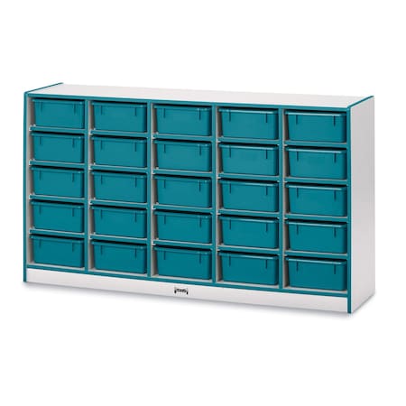 Jonti-Craft Rainbow Accents 25 Tub Mobile Storage, with Tubs, Teal 4026JCWW005